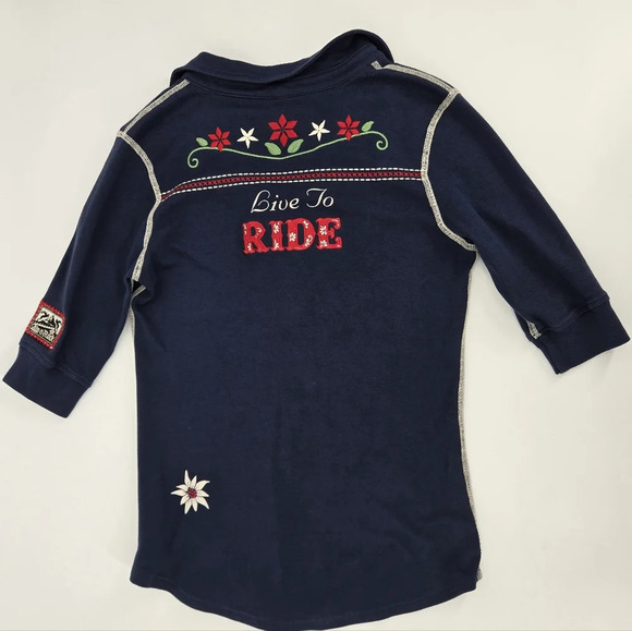 Alp n Rock Live to Ride floral Embroidered 3/4  Sleeve Top NWT - Picture 13 of 13